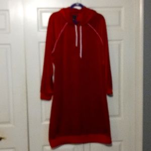 Ashley Stewart Red/White hooded jogger dress